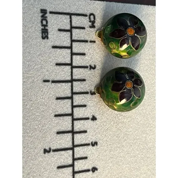 VTG Cloisonné Earring Lot of 4 Enamel Butterfly, Dangle Floral, Clip On Floral
